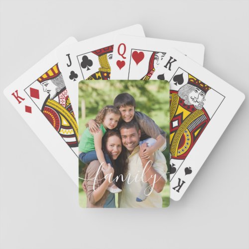 Photo Elegant Modern Script Family Poker Cards