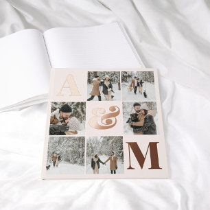 Photo Elegant Monogram Blush Pink Foil Guest Book