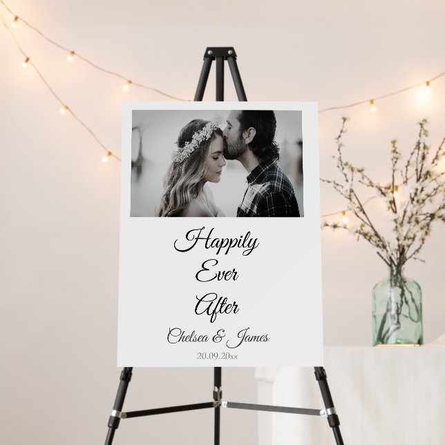 Photo Elegant Monogrammed Happily Ever After  Foam Board (In Situ (Stand))
