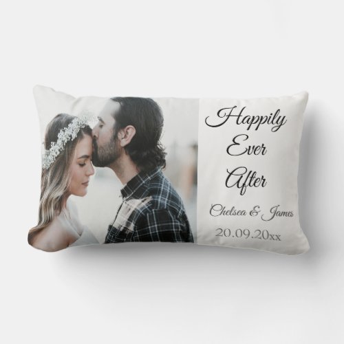 Photo Elegant Monogrammed Happily Ever After Lumbar Pillow