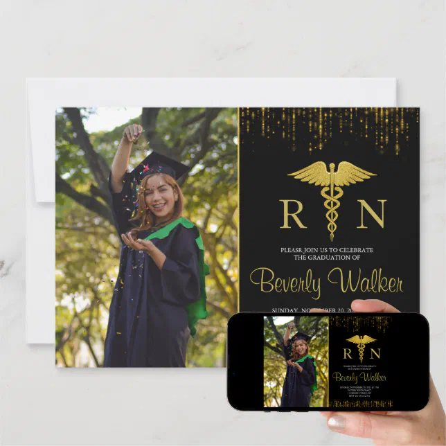 Photo Elegant Nursing School Graduation Invitation | Zazzle