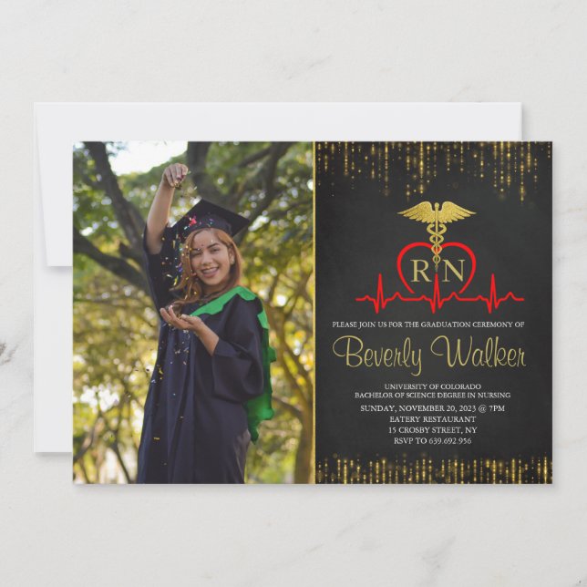 Photo Elegant Nursing School Graduation Invitation (Front)