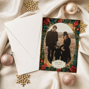 Photo Elegant Red Amaryllis Christmas Holiday Card