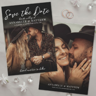 Photo Elegant Script Boho Wedding Save The Date