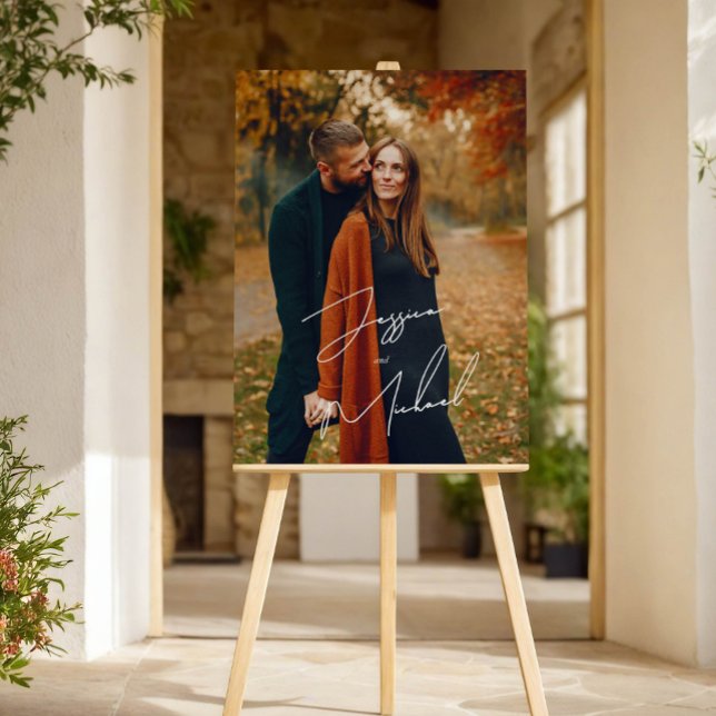 Photo Elegant Script Boho Wedding Welcome Sign (Creator Uploaded)