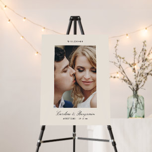Photo Elegant Script Names Wedding Welcome Sign