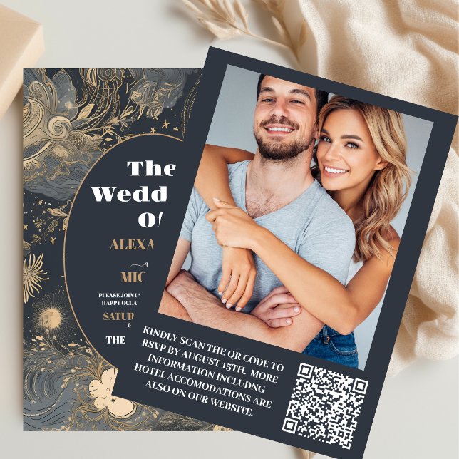 Photo Elegant Silver Gold Celestial Wedding Invitation (Creator Uploaded)