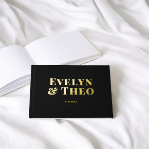 Photo Elegant Simple Black Wedding Guest Book