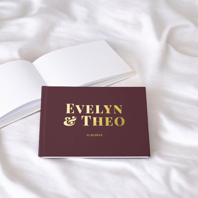 Photo Elegant Simple Burgundy Wedding Guest Book (Creator Uploaded)