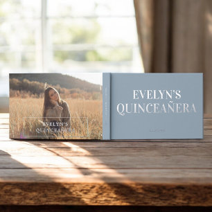 Photo Elegant Simple Quinceanera Foil Guest Book