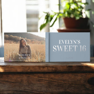 Photo Elegant Simple Sweet 16 Foil Guest Book