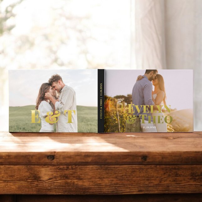Photo Elegant Simple Wedding Foil Guest Book (Creator Uploaded)