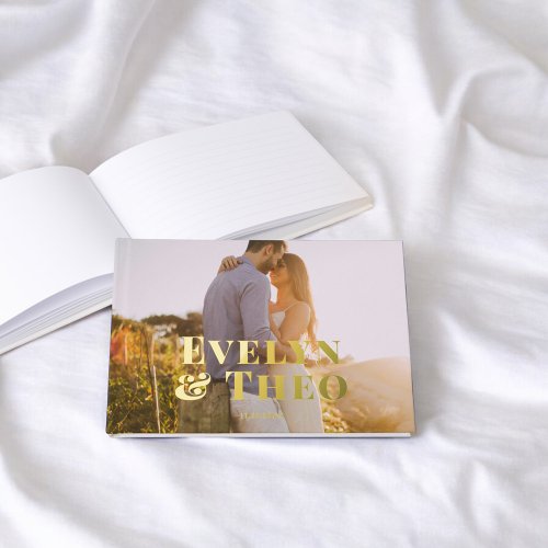 Photo Elegant Simple Wedding Foil Guest Book