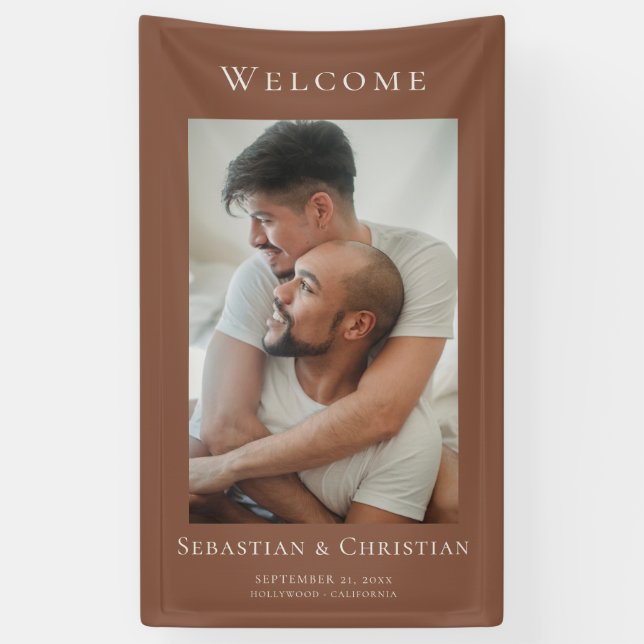 Photo Elegant Simple Welcome Wedding Banner (Vertical)