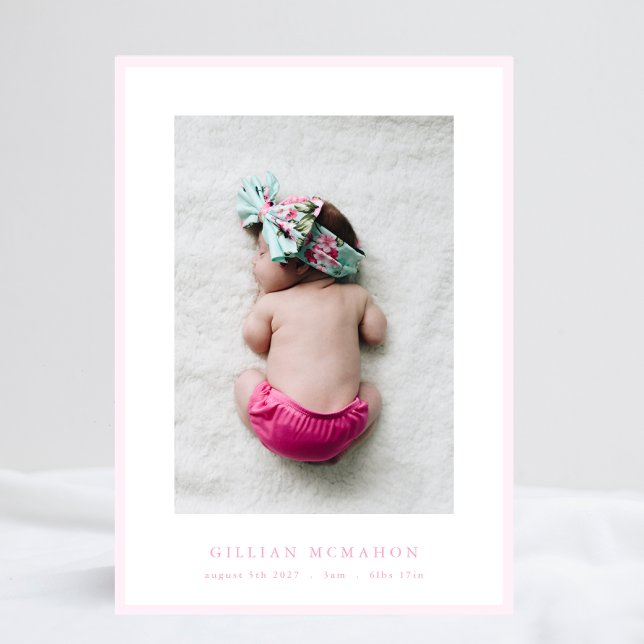 photo elegant soft pink frame baby birth announcement (Creator Uploaded)
