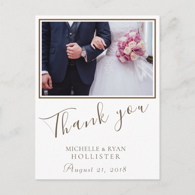 Photo Elegant Thank you Wedding Custom Photo Postcard (Front)