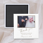 Photo Elegant Thank you Wedding Magnet<br><div class="desc">A favor wedding magnet with personalizable wedding photo,  names and wedding date. An elegant and stylish thank you magnet - great as a gift for your guests.</div>