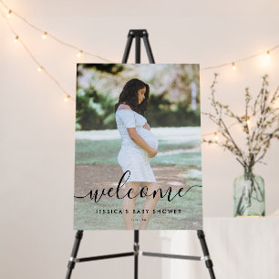 Photo Elegant Typography Baby Shower Welcome Sign