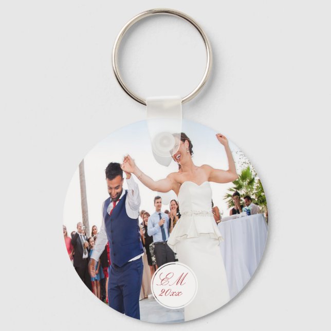 Photo Elegant Wedding  Monogram Keychain (Front)