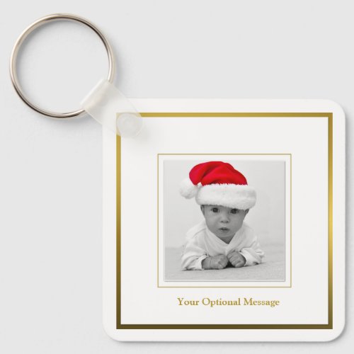  Photo Elegant White and Gold Keychain