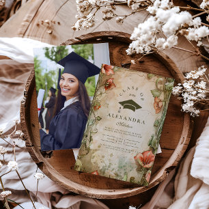 Photo Elegant Wildflower Bloom Graduation Party  Invitation