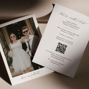 Photo elopement announcement template with QR code