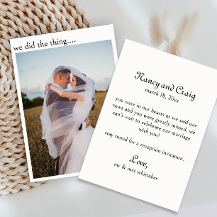 Photo Elopement Announcement Wedding Card