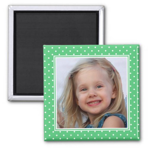 Photo Emerald Green White Polka Dot Magnet