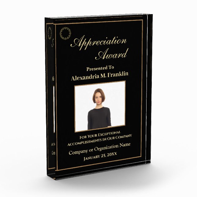 Photo Employee Appreciation Retirement Acrylic Award (Left)