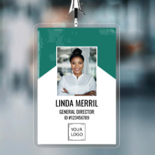 Photo Employee Company Logo Security Green Teal Badge