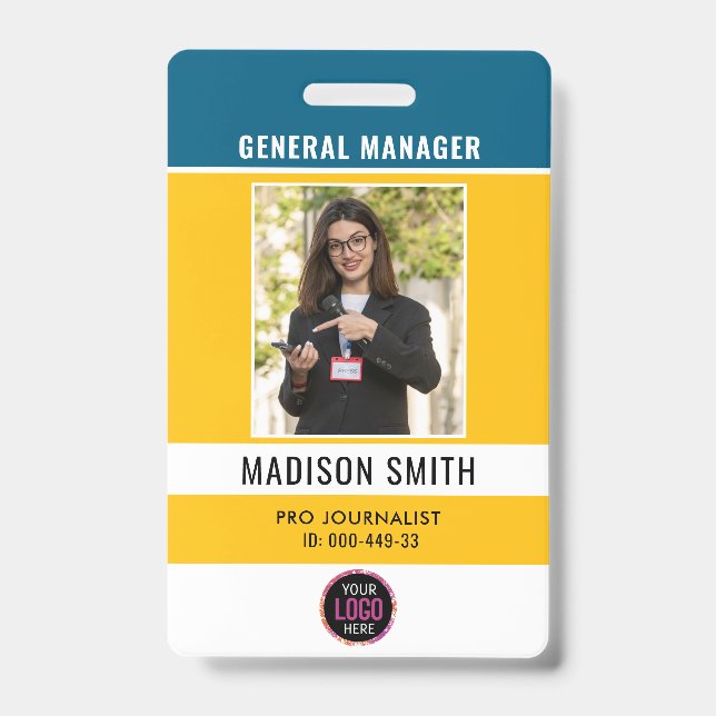 Photo Employee Logo or QR CODE Security Badge (Front)