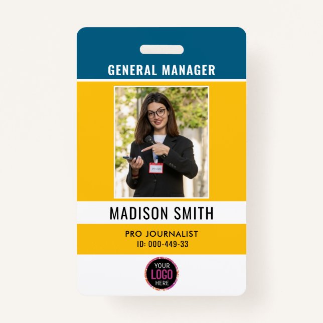 Photo Employee Logo or QR CODE Security Badge (Front)