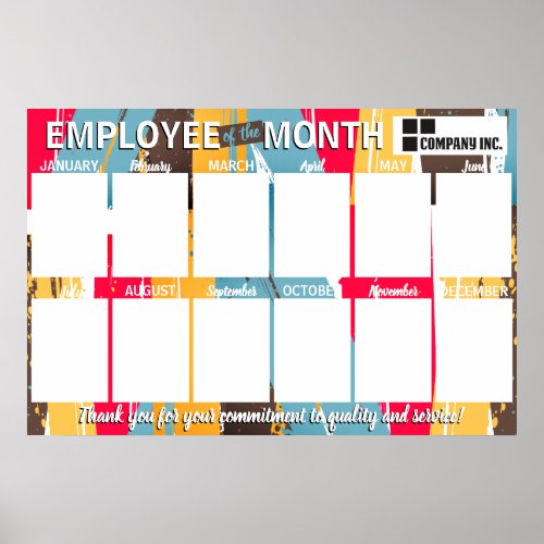 Photo employee of the month recognition display poster