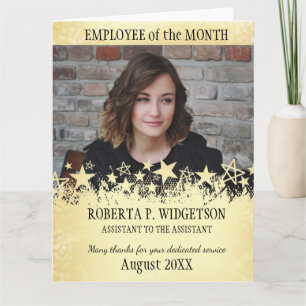 Photo employee of the month ROCK STAR GOLD Letterpress Thank You Card