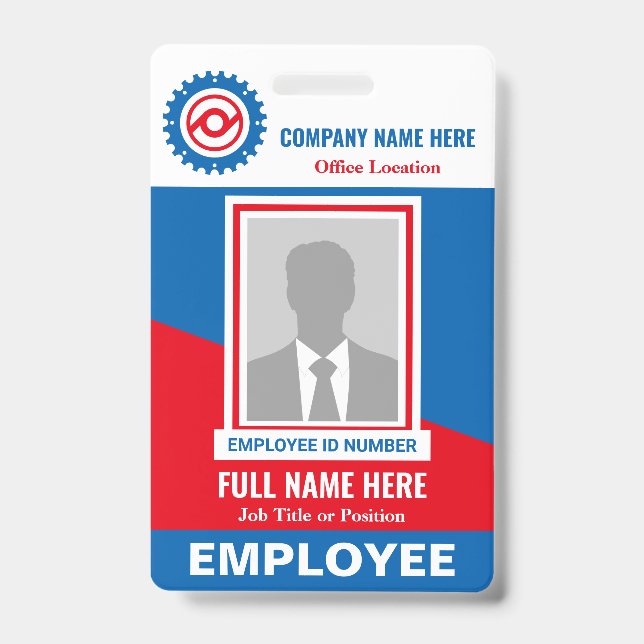 Photo Employee Tricolor Any Color Template ID Badge (Front)