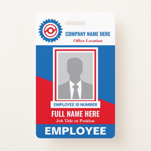 Photo Employee Tricolor Any Color Template ID Badge