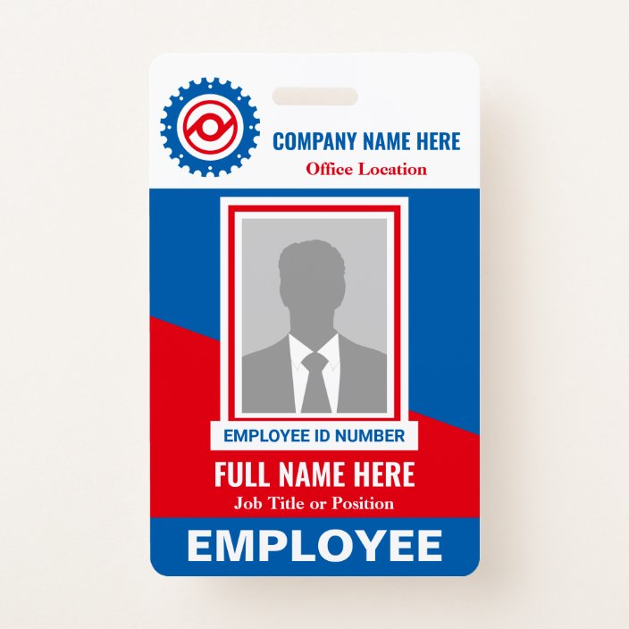 Photo Employee Tricolor Any Color Template Id Badge Zazzle Com