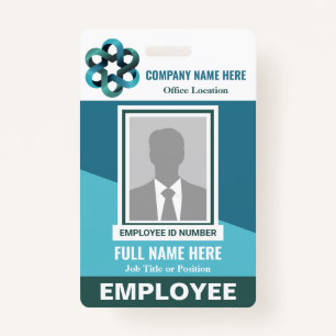 Photo Employee Tricolor Any Color Template ID Badge