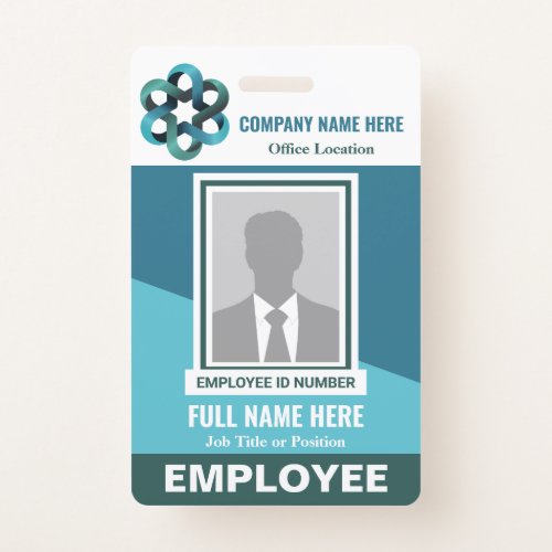 Photo Employee Tricolor Any Color Template ID Badge