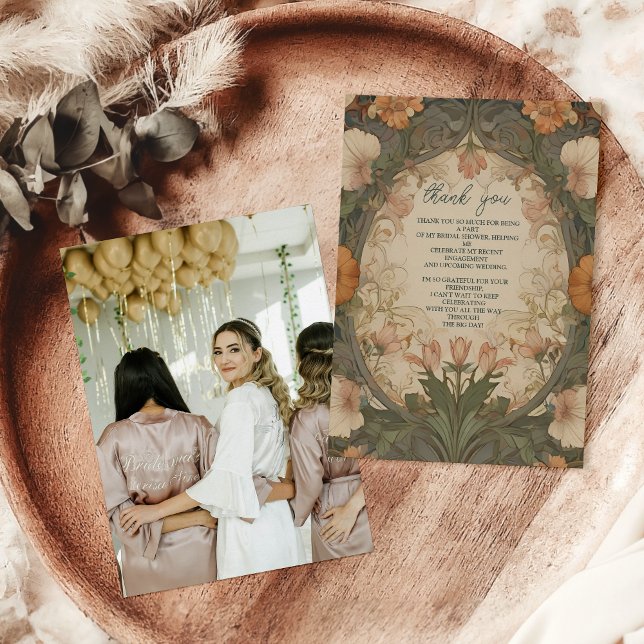 Photo Enchanted Garden Art Nouveau Bridal Shower  Thank You Card (Creator Uploaded)