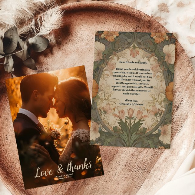 Photo Enchanted Garden Art Nouveau Wedding  Thank You Card (Creator Uploaded)