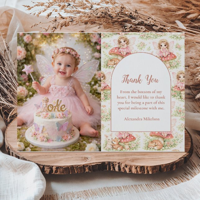Photo Enchanted Garden Fairy Birthday Thank You Card (Creator Uploaded)
