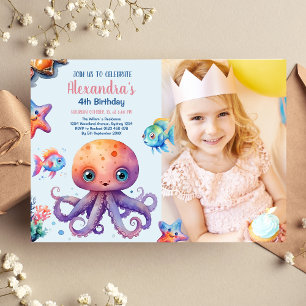 Photo Enchanting Watercolor Under-the-Sea Birthday Invitation
