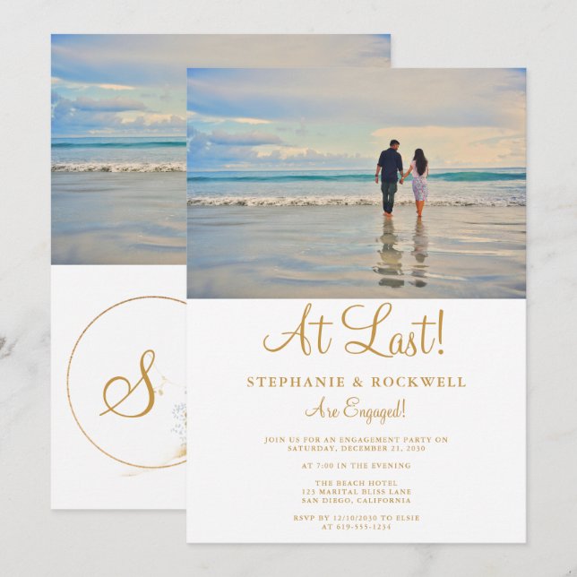 Photo Engagement Announcement Party Invitation  (Front/Back)