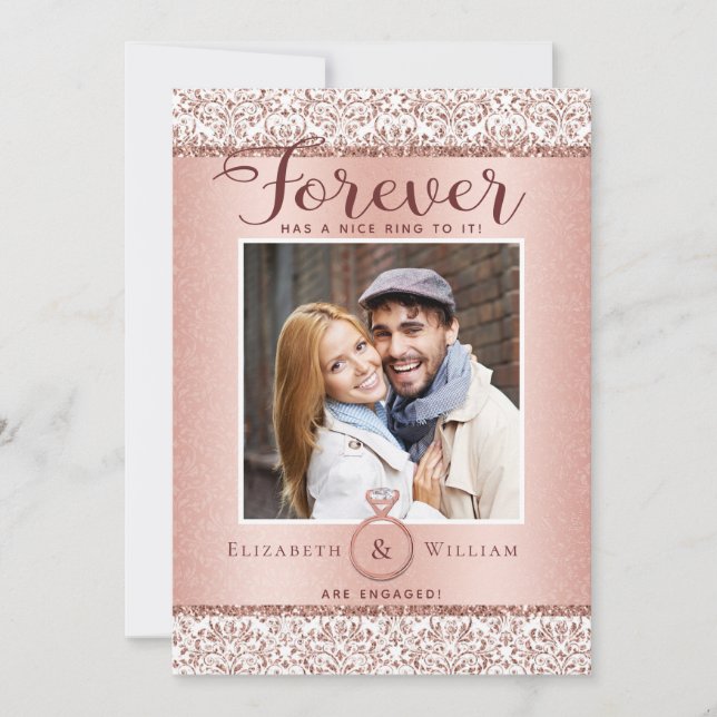 Photo Engagement Announcement Rose Gold (Front)