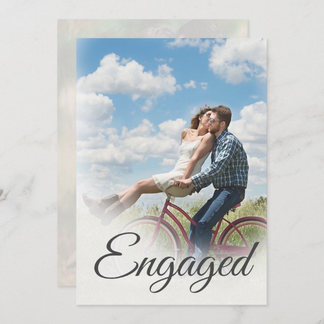 Photo Engagement Elegant Simple Modern Script Invitation (Front/Back)