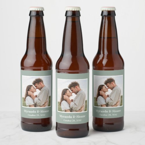 Photo Engagement Party Eucalyptus Beer Bottle Label