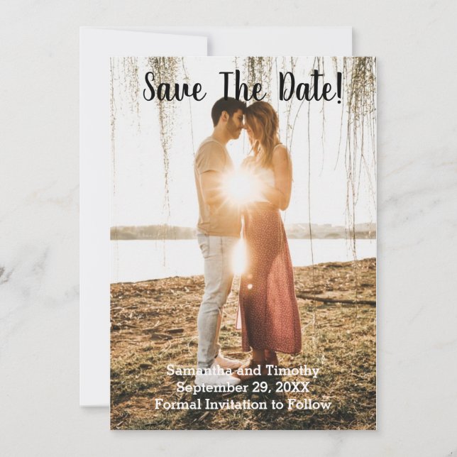 Photo Engagement Wedding Save The Date Card (Front)