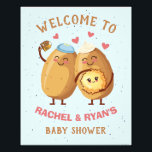 Photo Enlargement Print<br><div class="desc">Hanukkah Baby Shower for the new parents to be. Features mommy and daddy potatoes with hats made out of sourcream and a yarmulke and holding a cute latke baby with flower bow. Great for a girl baby to be! All wording can be changed. To make more changes go to Personalize...</div>