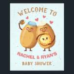 Photo Enlargement Print<br><div class="desc">Hanukkah Baby Shower for the new parents to be. Features mommy and daddy potatoes with hats made out of sourcream and a yarmulke and holding a cute latke baby with flower bow. Great for a girl baby to be! All wording can be changed. To make more changes go to Personalize...</div>